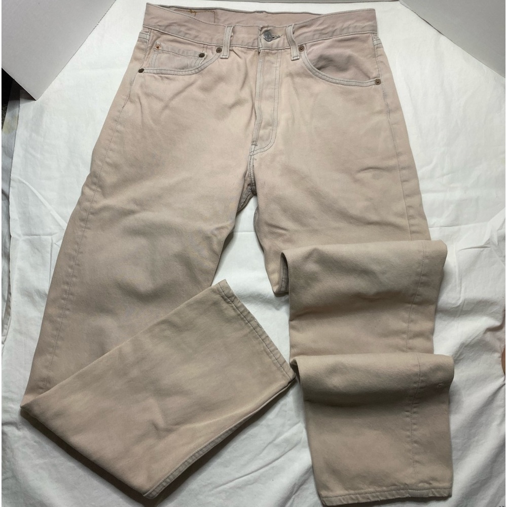 Levi 501 Tan Khaki Denim Orginal Fit Button Fly Mens Jeans